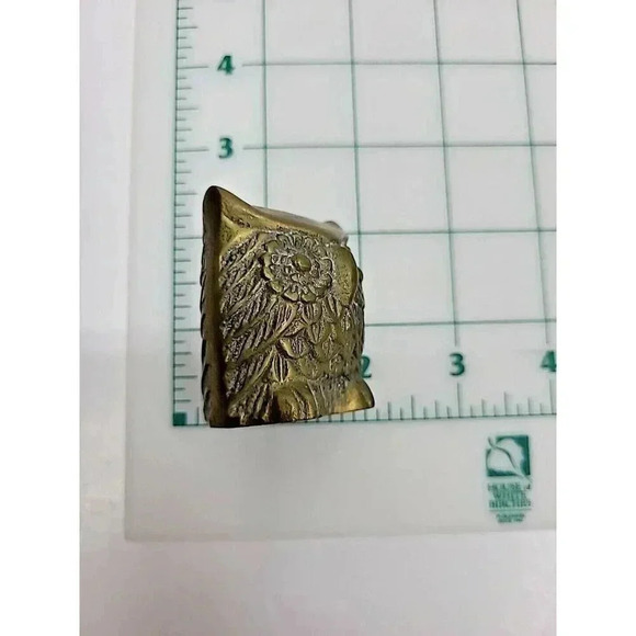 Vintage Brass Horned Owl Figurine MCM 2 Inch Shelf Sitter Patina Bird Statue - Picture 3 of 5